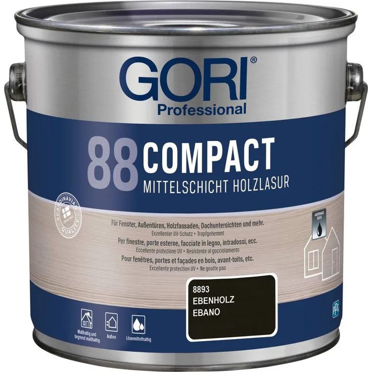 GORI Professional 88 COMPACT, Mittelschicht-Holzlasur, ebenholz, 2,5 l
