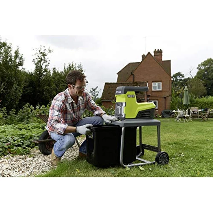 Ryobi Elektro-Häcksler Leisehäcksler Fräsblatt 45 mm Fangbox 55 Liter Selbsteinzug RSH3045U 3 000 W – Bild 3