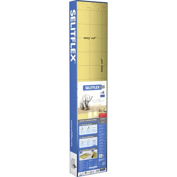SelitFlex Dämmplatte Aqua Stop Faltplatte 1,6 mm stark 1,20 m x 15 m gold
