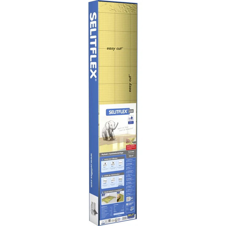 SelitFlex Dämmplatte Aqua Stop Faltplatte 1,6 mm stark 1,20 m x 15 m gold – Bild 1