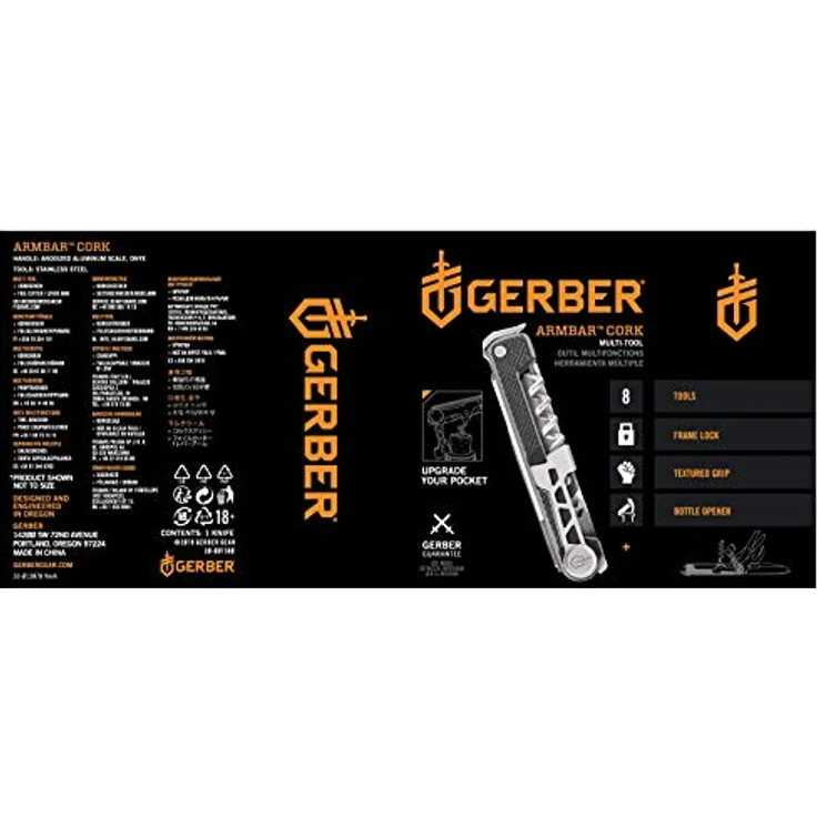 Gerber Multifunktionswerkzeug mit 8 Funktionen ArmBar Cork Dunkelgrau Messer mit glatter Klinge – Bild 8