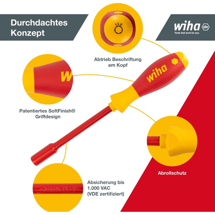 Wiha Steckschlüssel Schraubendreher Set SoftFinish® electric (29466) 5 tlg. I für Außensechskantschrauben I 5,5mm 7mm 8mm 10mm 13mm I für Elektriker – Bild 6