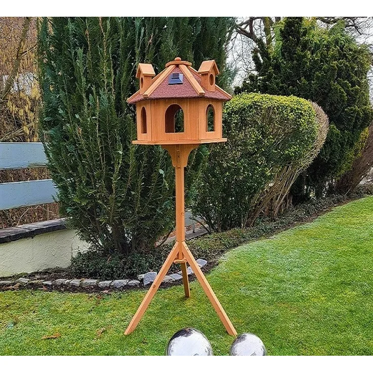 Vogelhaus ALPENZAUBER L Licht+Ständer Vogelfutterhaus Futterhaus Vogel Solar