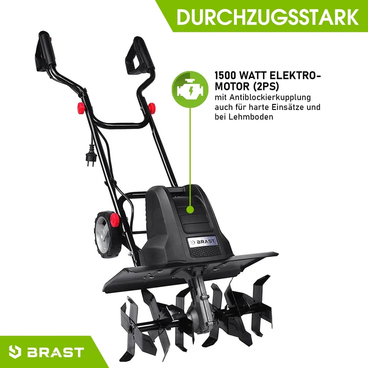 BRAST Motorhacke Elektro Gartenfräse 1500 Watt 45cm Arbeitsbreite 24 Hackmesser Kultivator Ackerfräse Hacke – Bild 5