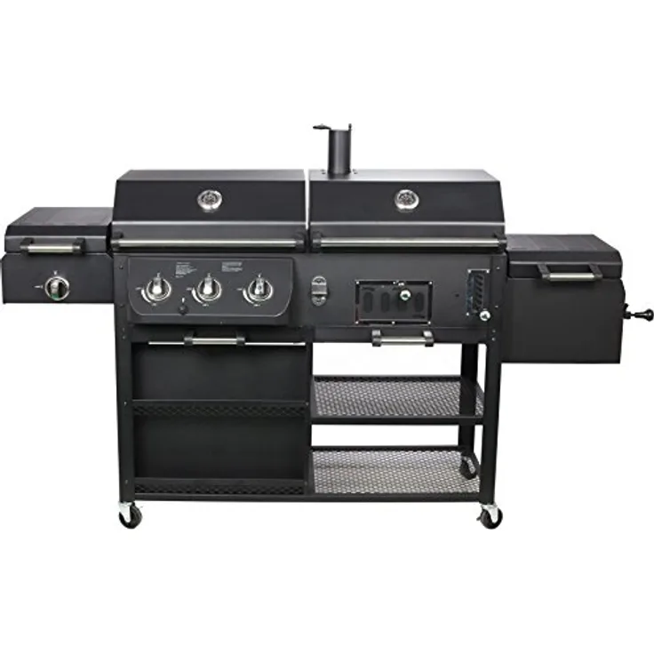 Barbecue El Fuego 4 in 1 Kombigrill Arizona Smoker Gasgrill Holzkohlegrill BBQ, Grillfläche 27 x 42 cm