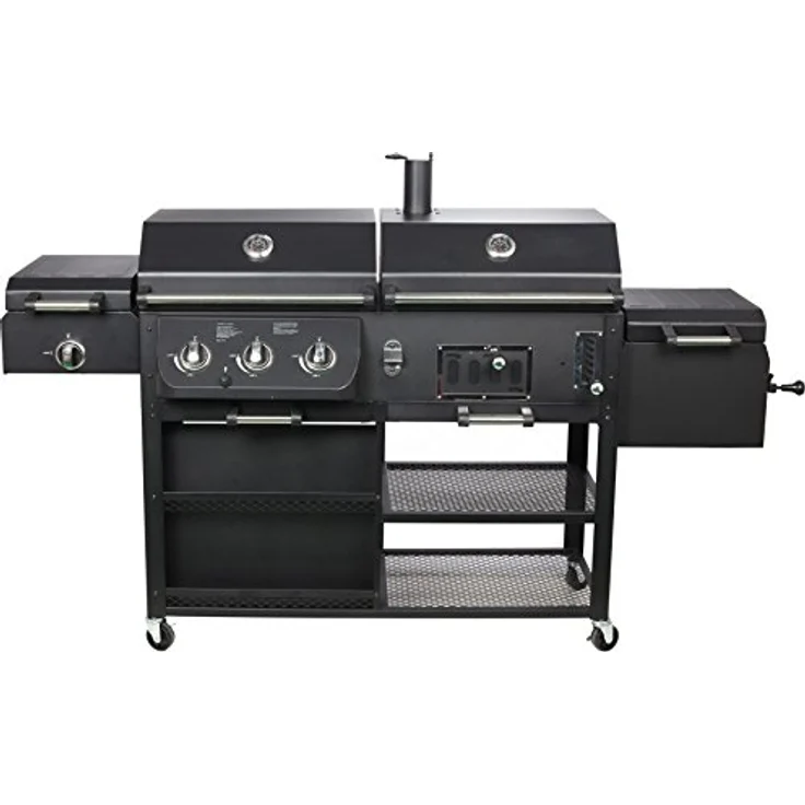 Barbecue El Fuego 4 in 1 Kombigrill Arizona Smoker Gasgrill Holzkohlegrill BBQ, Grillfläche 27 x 42 cm – Bild 1