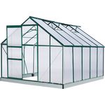 BRAST Gewächshaus Aluminium 310x250x205cm Grün mit Fundament rostfrei TÜV geprüft Alu Treibhaus Glashaus Tomatenhaus