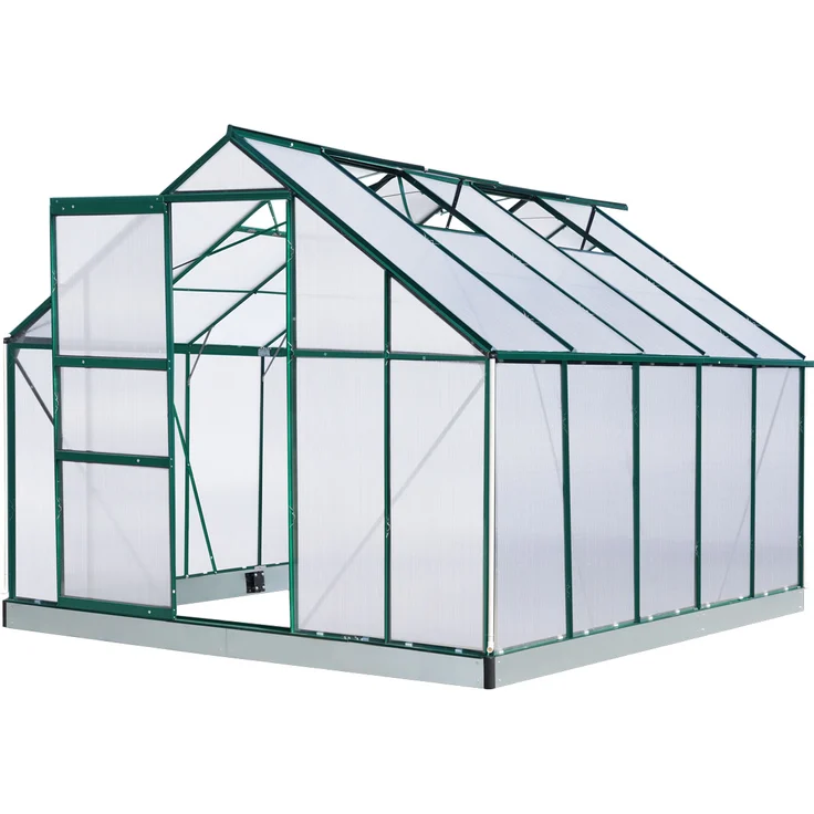 BRAST Gewächshaus Aluminium 310x250x205cm Grün mit Fundament rostfrei TÜV geprüft Alu Treibhaus Glashaus Tomatenhaus – Bild 1