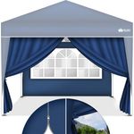 tillvex 2X Seitenwand blau für Pavillon 3x3m & 3x6m | Faltpavillon Seitenteile wasserabweisend | Seitenfenster & Reißverschluss | Seitenwände für Gartenzelt Partyzelt