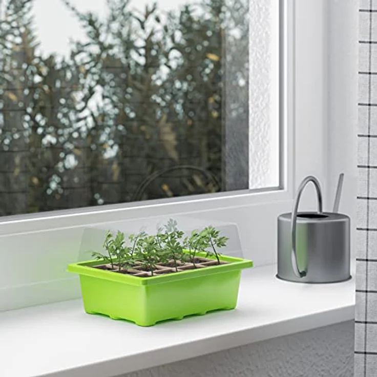 12 x WELLGRO Mini Gewächshaus inkl. Pflanzschilder - für bis zu 12 Pflanzen - ca. 19 x 14,5 x 11cm je Zimmergewächshaus mit Pflanzeinsatz – Bild 6