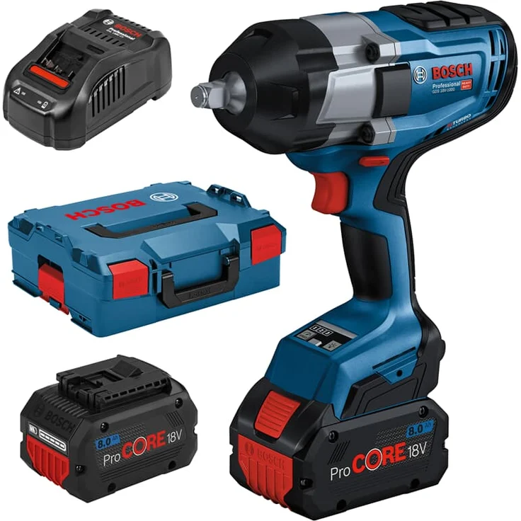 Bosch Professional GDS 18V-1000 Akku-Drehschlagschrauber BITURBO Anziehmoment 1000 Nm Losbrechmoment 1600 Nm 2x Akku 8,0 Ah L-Boxx – Bild 1