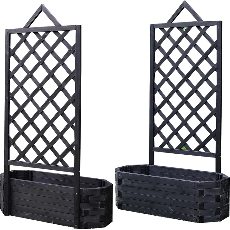Mucola - Rankgitter Spalier Rosenbogen Rankhilfe Holz Rankkasten Rosengitter Pflanzkasten Blumenständer Pflanzkasten Blumenkübel Kübel - Schwarz – Bild 2