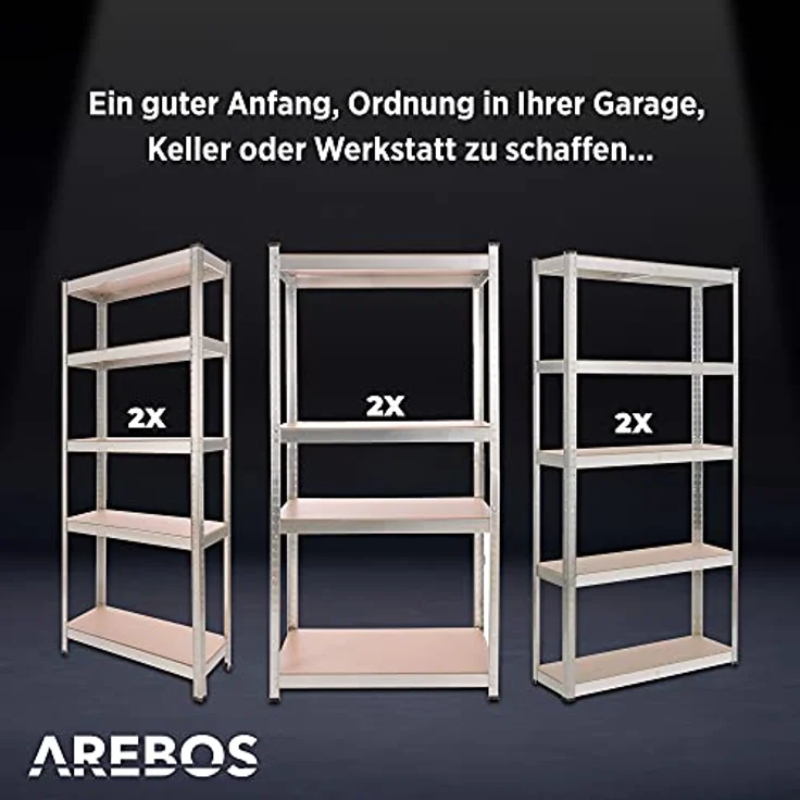 2x Schwerlastregal 350kg Kellerregal Lagerregal Steckregal 180x75x30cm Regal 2er - verzinkt – Bild 6