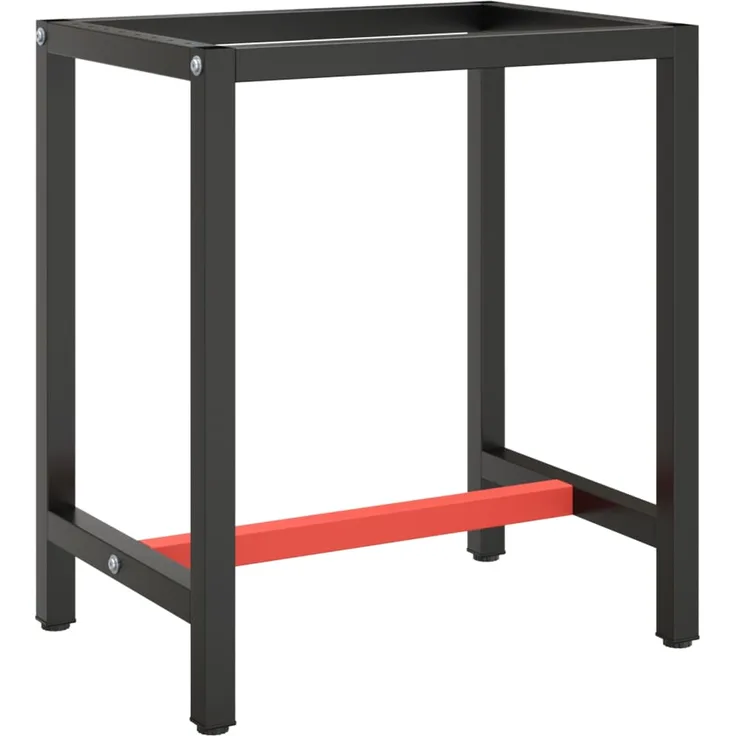 Werkbankgestell Mattschwarz und Mattrot 70x50x79 cm Metall