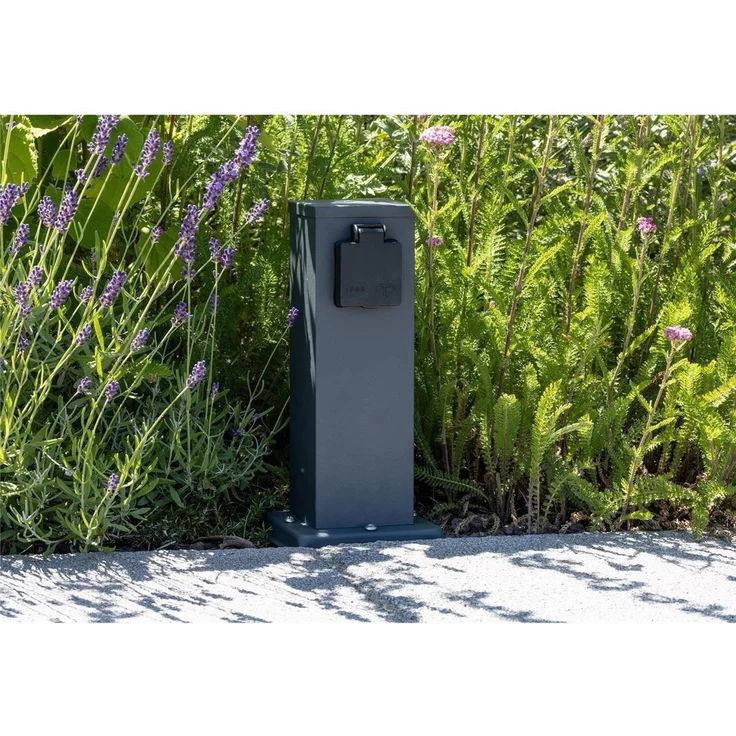 ChiliTec Steckdosensäule 2-fach, IP44, Anthrazit250V / 16A, 13x13x27cm – Bild 5