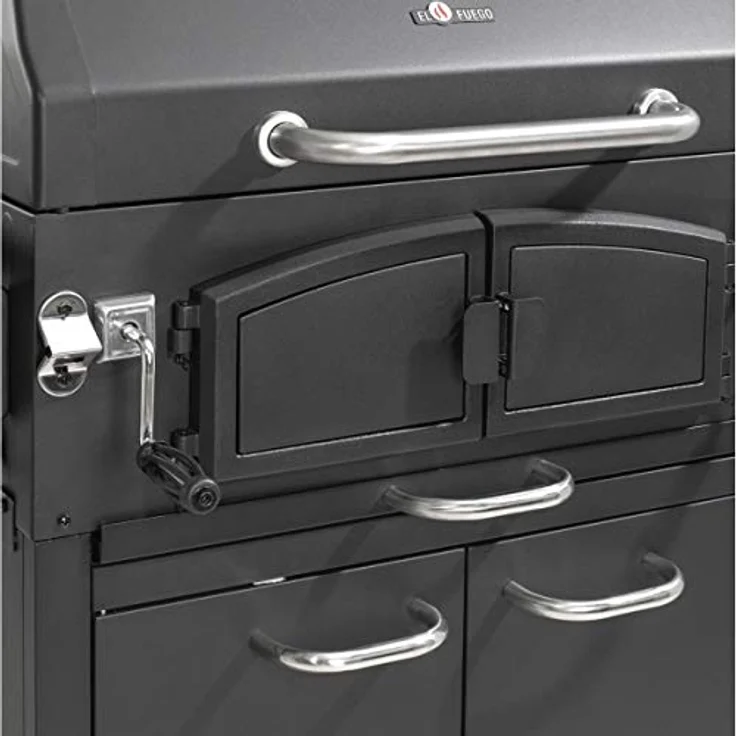 Barbecue El Fuego Holzkohlegrill Grand Ontario Holzkohlegrillwagen Smoker BBQ, Grillfläche 81 x 46 cm – Bild 5