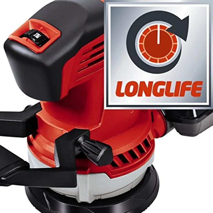 Einhell Exzenterschleifer TE-RS 40 E (400 W, Schleifteller Ø 125 mm, Drehzahlregelung, Staubfangbox und Absaugadapter, Koffer) – Bild 3