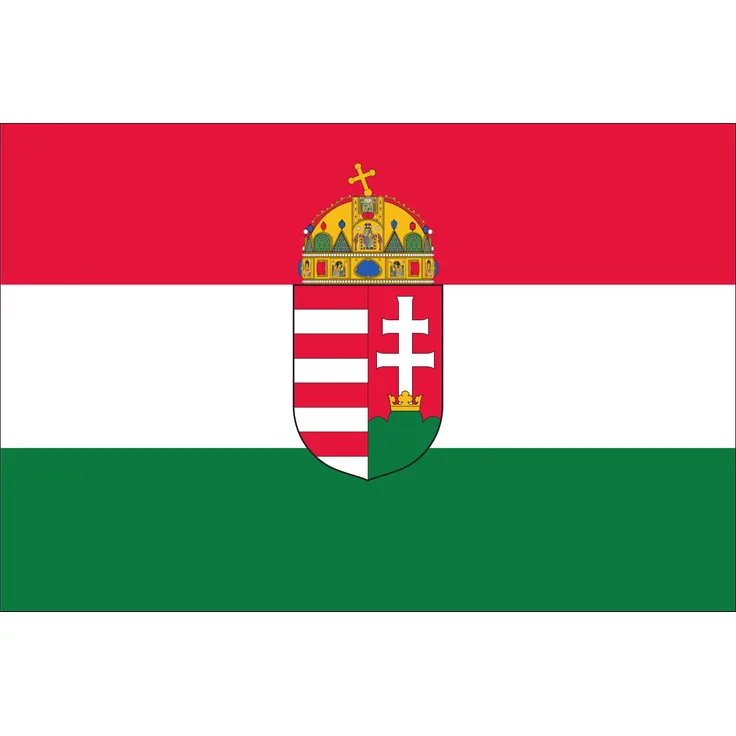 Flagge Ungarn mit Wappen 120 g/m² ca. 100 x 150 cm