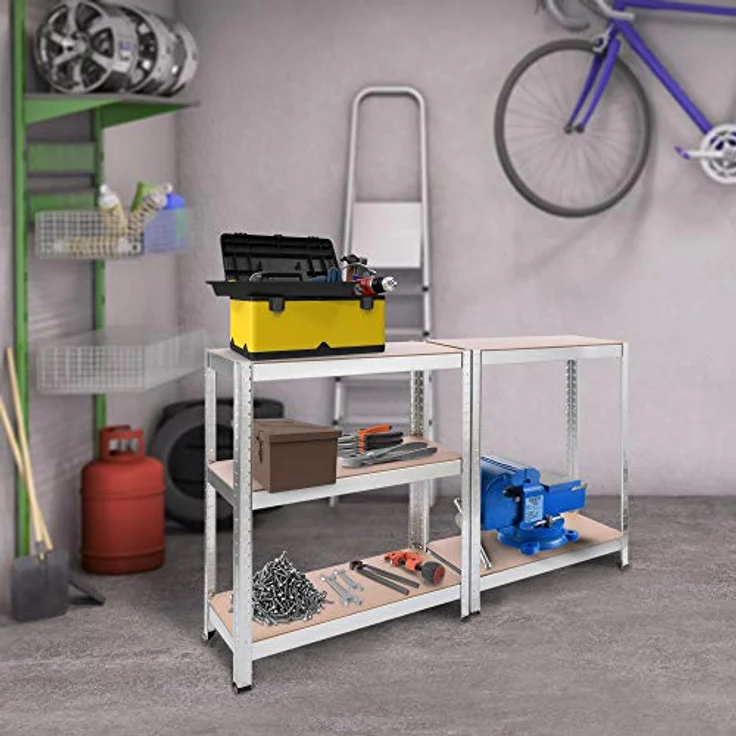 2x Schwerlastregal 350kg Kellerregal Lagerregal Steckregal 180x75x30cm Regal 2er - verzinkt – Bild 2