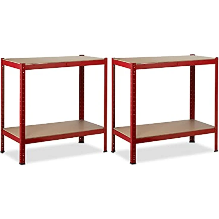 Schwerlastregal, Traglast 700 kg, 150x70x30 cm, 4 Böden, zum Stecken, Stahl, Lagerregal Keller, Garage, rot – Bild 6