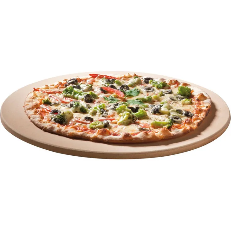 SANTOS runder Pizzastein für Gasgrill, Holzkohlegrills, Smoker & Backofen, Ø 36,5 cm