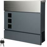 Briefkasten mit Zeitungsfach und Sichtfenster anthrazit-Silber aus Edelstahl - Preisvergleich