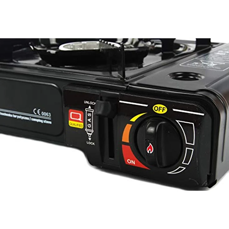 Campingkocher + 4x Gaskartuschen 227g Transportkoffer Camping Gaskocher mit Piezozündung Schwarz – Bild 6