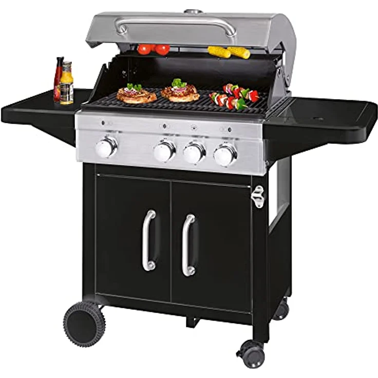 ProfiCook Gasgrill PC-GG 1219 Gußeisen Rost, 3 Brenner + 1 Kochstelle – Bild 2