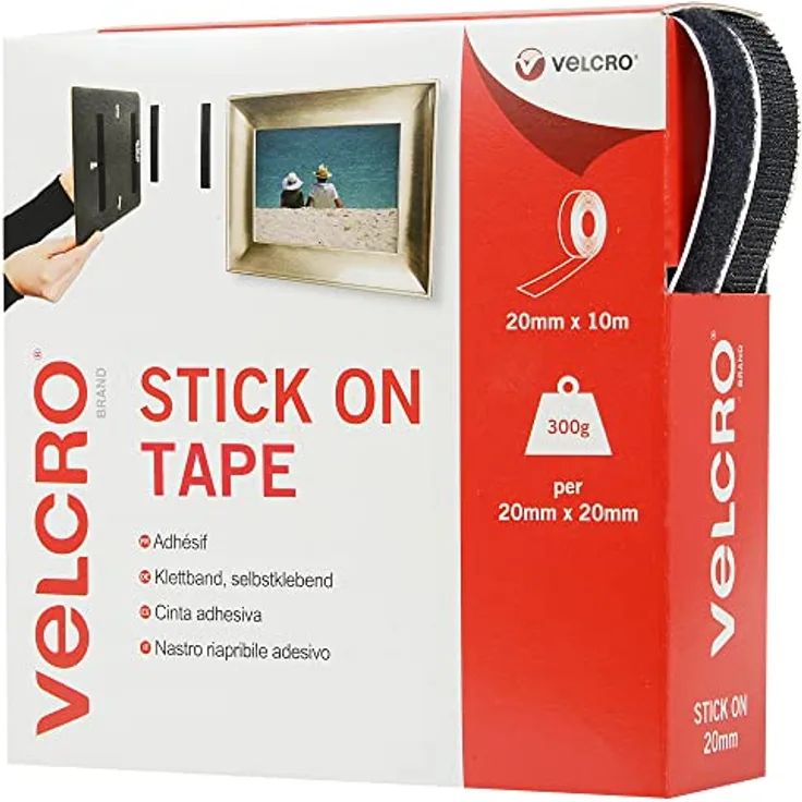 VELCRO VEL-EC60220 Klettband zum Aufkleben Haft- und Flauschteil (L x B) 10000mm x 20mm Schwarz 10m - Preisvergleich