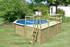 Karibu Pool Modell 2D Classic inkl. KDI Holzdeck & Edelstahlleiter 490 x 120 cm