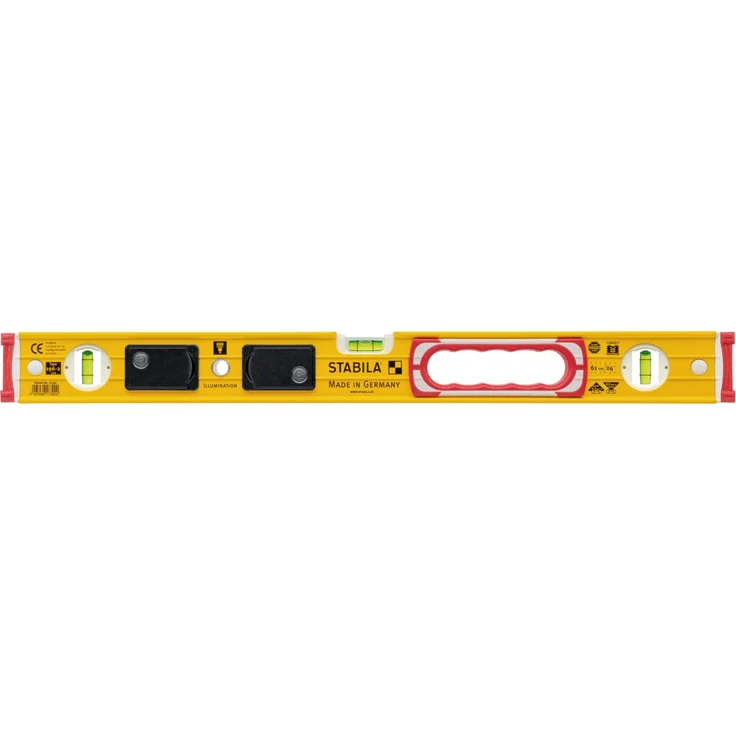 STABILA Wasserwaage Type 196-2 LED, 61 cm, extrasteifes Alu-Profil, 1 LED-Horizontal-/1 LED-Vertikal-/1 Vertikal-Libelle, 1 Handgriff, stoßdämpfende Endkappen, Rutsch-Stopper, Made in Germany – Bild 3