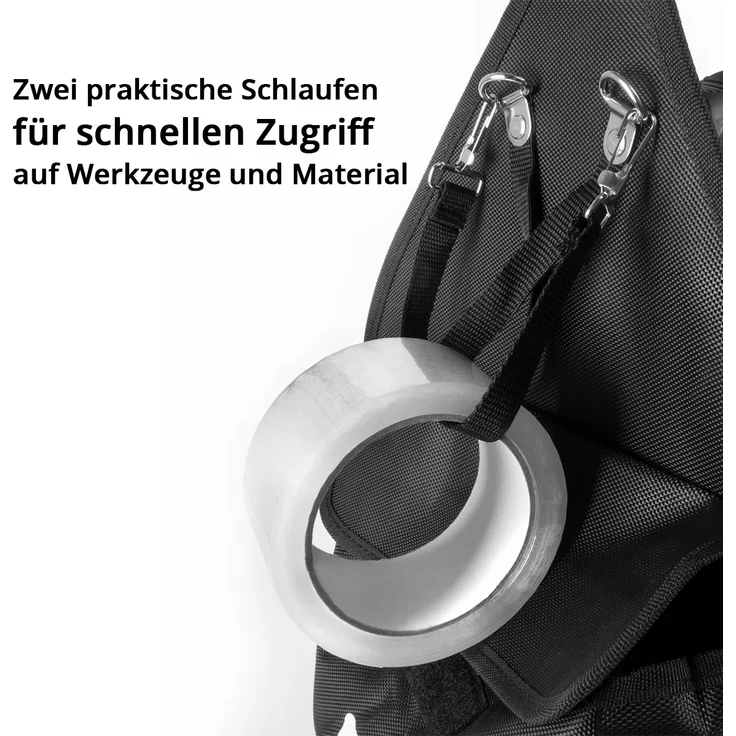 STAHLWERK Werkzeugtasche mit 11 Außentaschen und 2 großen Innenfächern mit jeweils 5 Innentaschen, robuste Montagetasche - Werkzeugkoffer - Werkzeugbeutel mit Tragegriff und Schultergurt – Bild 4