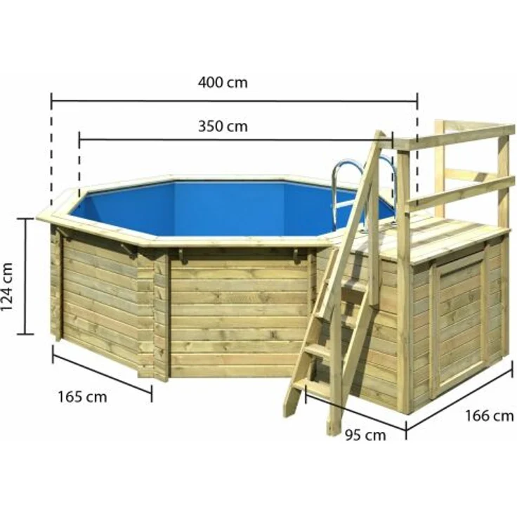 Karibu Pool Modell 1B Classic inkl. KDI Holzdeck & Edelstahlleiter 415 x 120 cm – Bild 2