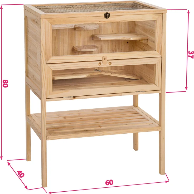 tectake Kleintierkäfig aus Holz 60x40x80cm - braun – Bild 6