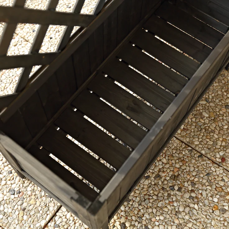 Mucola - Holz Blumenkasten Rankkasten Rankgitter Blumenständer Rankhilfe Kübel Pflanzkasten Blumenkübel Spalier Rosengitter Garten - Schwarz – Bild 5