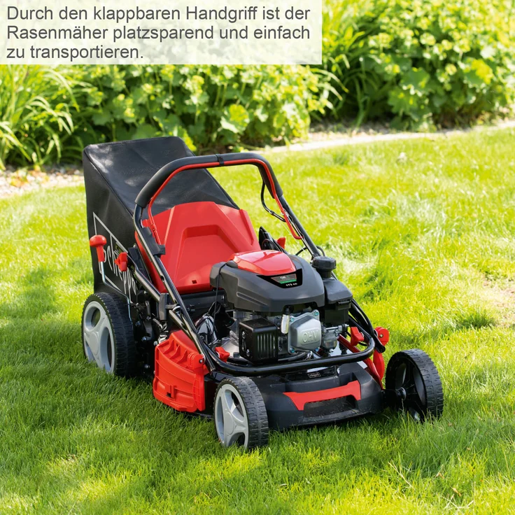 Scheppach MS173-51 Benzin Rasenmäher mit Antrieb - 51cm Schnittbreite | Reinigungsfunktion | 65 Liter Fangkorb | Stahlgehäuse | 7-stufige Höhenverstellung | Mulchfunktion | Seitenauswurf | Radantrieb – Bild 6