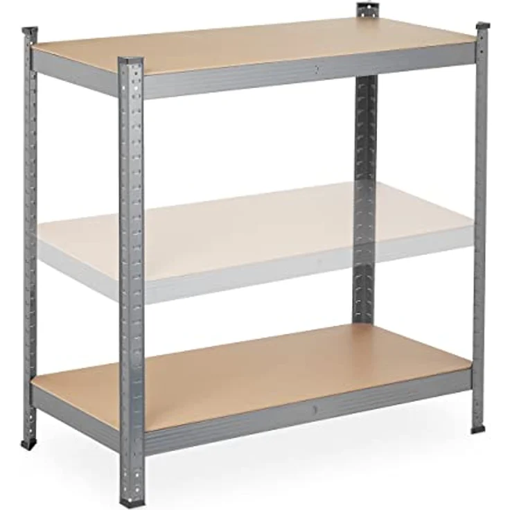 Schwerlastregal, 5 Ebenen, HBT 150 x 75 x 30 cm, 875 kg Tragkraft, Metall, Lagerregal für Keller, Garage, grau – Bild 7