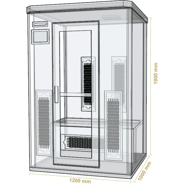 Artsauna Infrarotkabine Oslo – Keramikstrahler Infrarotsauna für 2 Personen – LED-Farblicht, digitale Steuerung – 120 x 100 cm – Hemlock-Holz – Bild 10