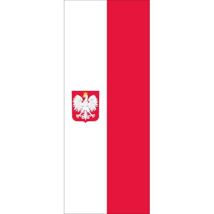 Flagge Polen mit Wappen 120 g/m² ca. 300 x 120 cm mit Hohlsaum für Ausleger