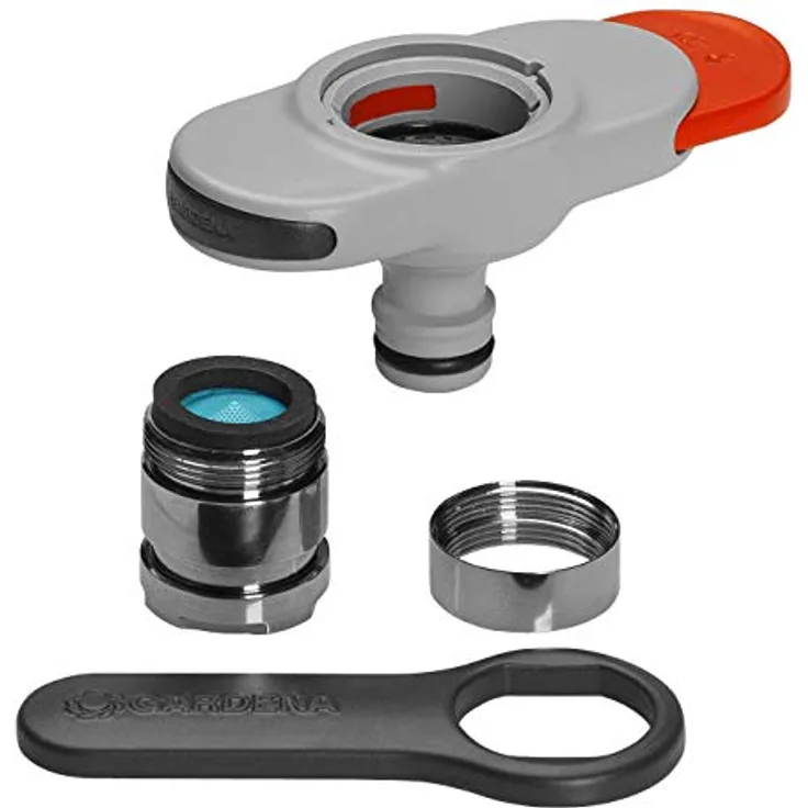 GARDENA Hahnverbinder für Indoor- Wasserhähne Hahnverbinder Kunststoff T-Stück 3/4" Außengewinde kompatibel mit allen gängigen Wasserhähnen mit M 24 x 1 Innen- und M 22 x 1 Außengewinde