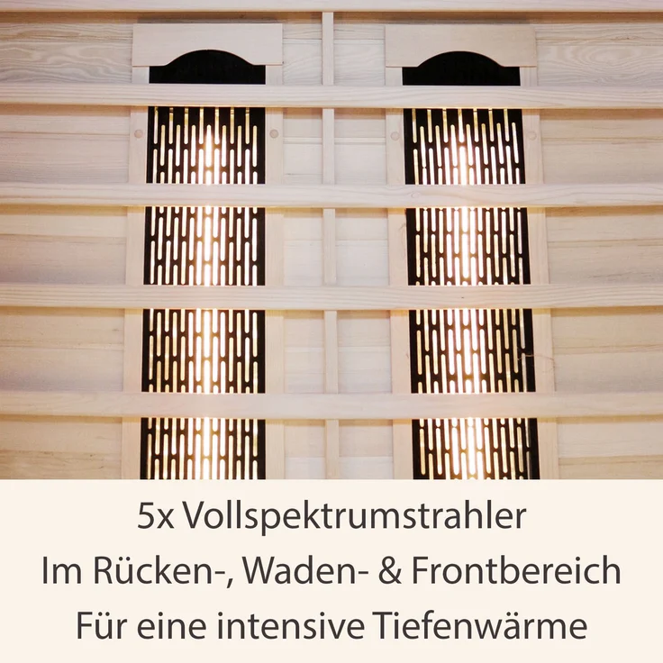 Artsauna Infrarotkabine Oslo – Vollspektrum Infrarotsauna für 2 Personen – LED-Farblicht, digitale Steuerung – 120 x 100 cm – Hemlock-Holz – Bild 4