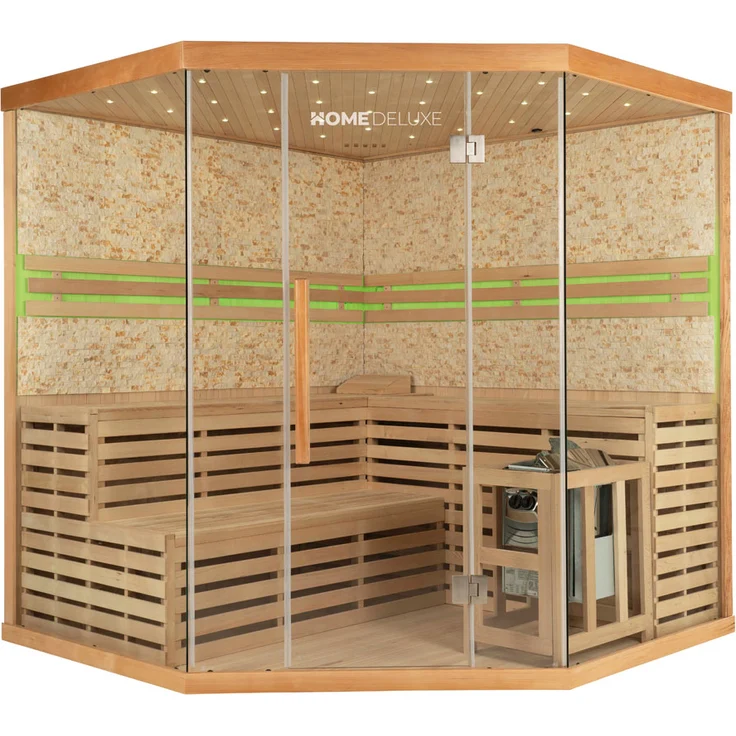 HOME DELUXE Traditionelle Sauna SKYLINE BIG - XL mit Kunststeinwand – Bild 1