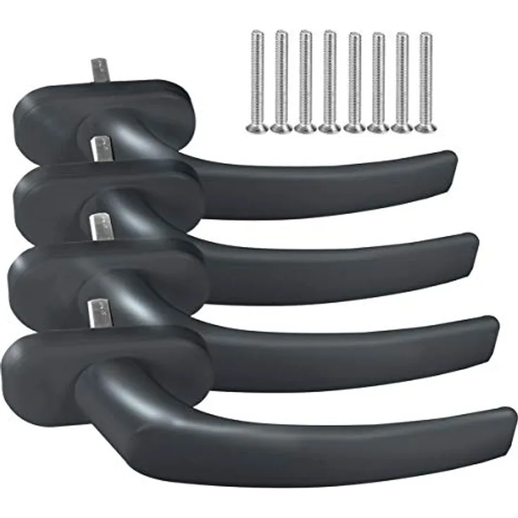 4 x Alu Fenstergriff in Grau RAL 7016 - Stiftlänge 40mm