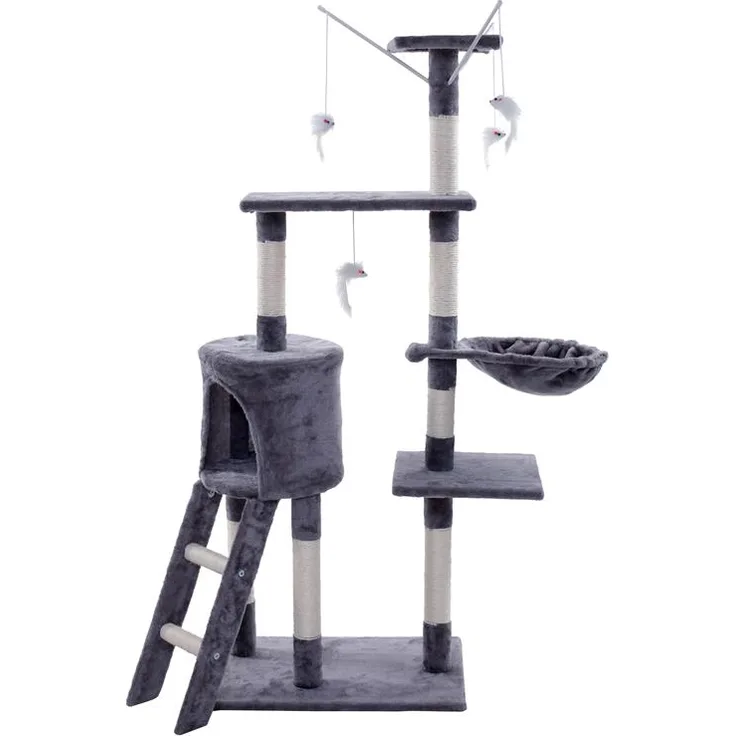Kratzbaum Katzenbaum Katzenkratzbaum 138 cm XXL Kletterbaum Spielbaum Hellgrau