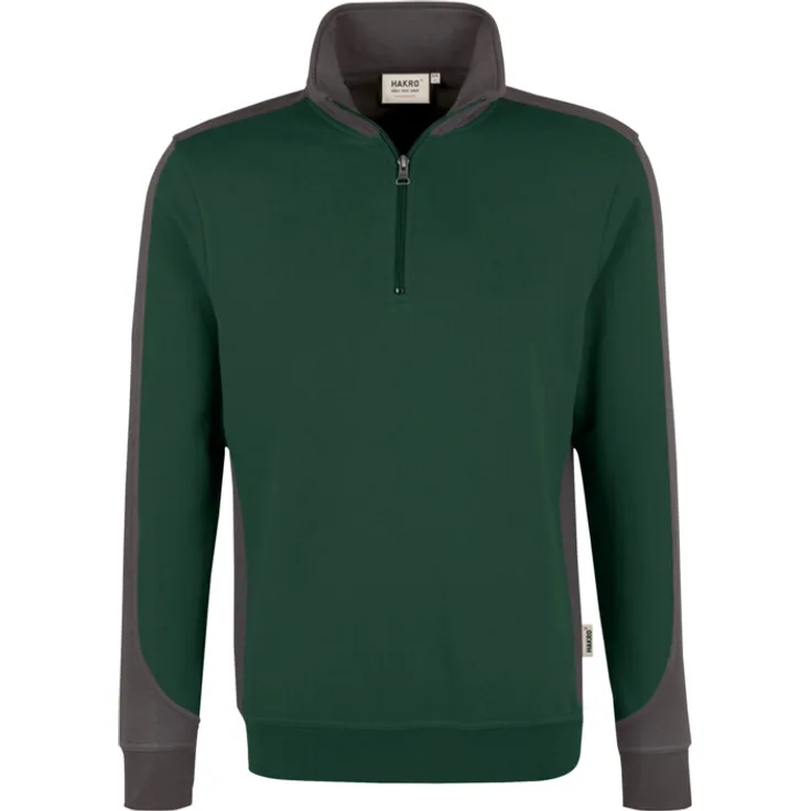 HAKRO Zip-Sweatshirt Contrast Mikralinar 476, tanne/anthrazit, S