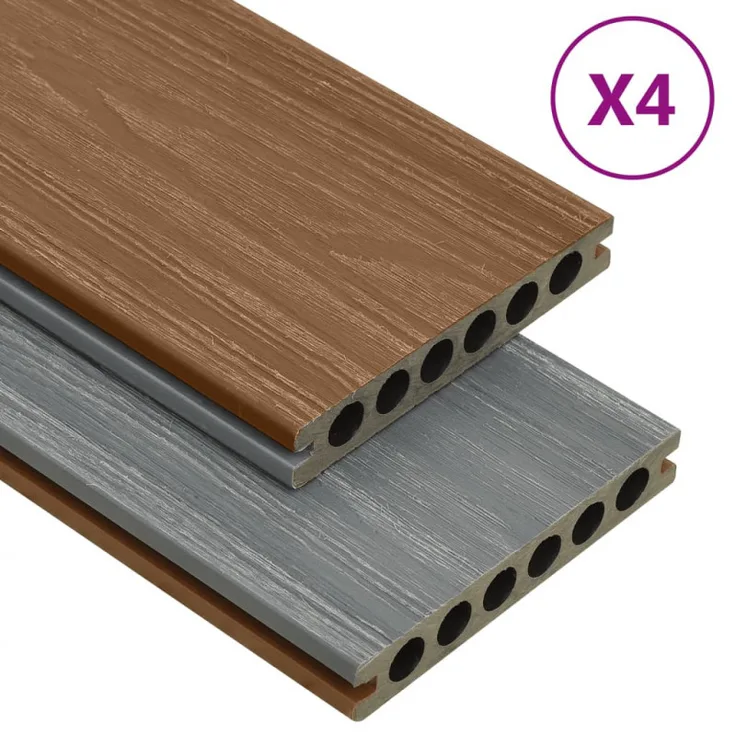 WPC Terrassendielen mit Zubehör Braun und Grau 10 m² 4 m