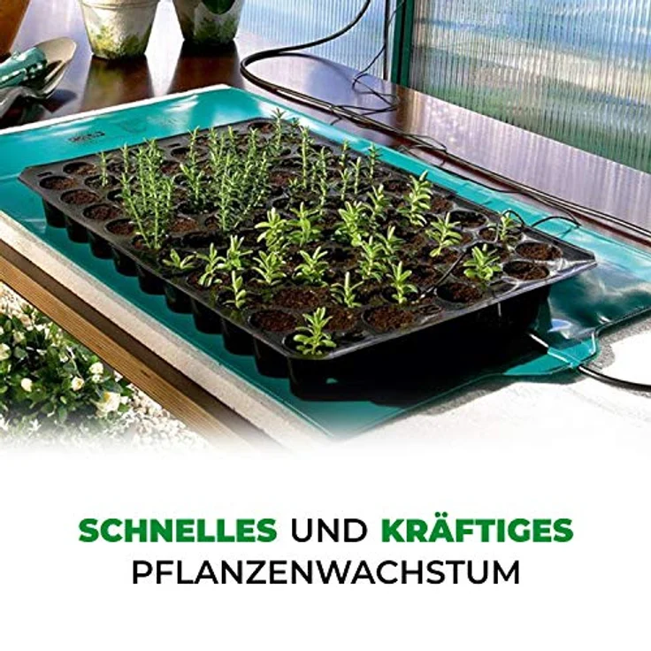 Bio Green Wärmeplatte Wärmematte für schnelles Wachstum in der Pflanzenanzucht spritzwassergeschützt 40x65 cm - 42 W - WP 040-065 – Bild 3