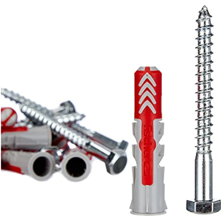 fischer DUOPOWER 12 x 60 S, Universaldübel mit Sicherheitsschraube, 2-Komponenten-Dübel, Kunststoffdübel zur Befestigung in Beton, Ziegeln, Stein, Gipskarton uvm., 10 Dübel + 10 Schrauben - Preisvergleich – Bild 5