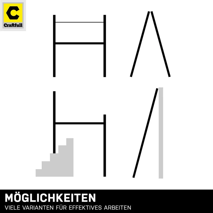 Craftfull Leitergerüst CF-103A Mehrzweckleiter Alu Leiter Gerüst Arbeitsbühne (1.95 Meter 7 Sprossen) - Preisvergleich – Bild 8