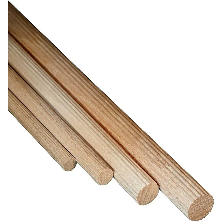 siwitec geriffelte Rundstäbe aus Holz im Set, Buche, 1000 mm Länge, ideal zum Basteln mit Holz 5er Set - Ø - 10 mm